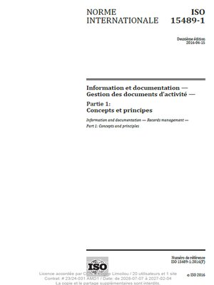 cover image of Norme internationale ISO 15489